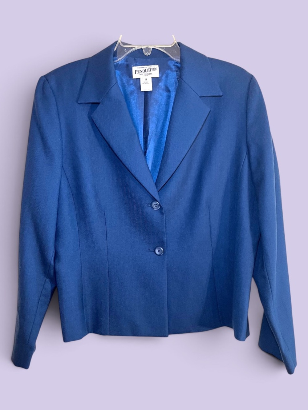 Pendleton Vintage Navy 100% Fine Gauge Wool Blazer Like New 14P